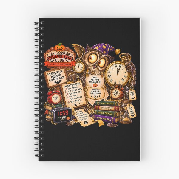Item preview, ⚡HALLOWEEN OVERACHIEVERS CLUB -  Ollie Owl's Midnight Scheduling Department - dark version designed and sold by WheelieGdArt.