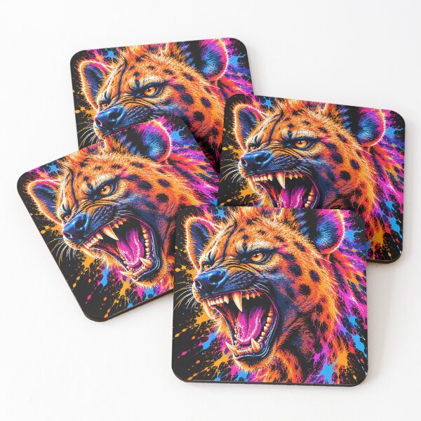 Item preview, Neon Snarling Hyena - Vibrant Splatter Paint Art designed and sold by arfindo-indra.