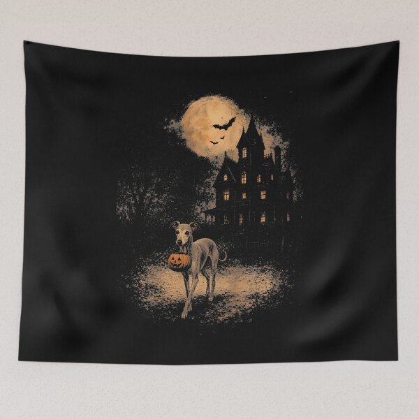 Item preview, Vintage Italian Greyhound Halloween Funny Dog Pumpkin Spooky designed and sold by Chromatic-Cubes.