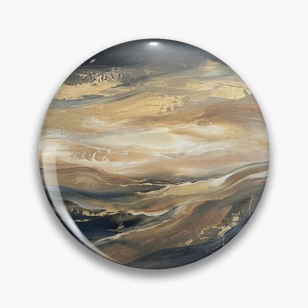 Item preview, Abstract Dark Blue and Gold Fluid Landscape Art designed and sold by PrintWavePro.