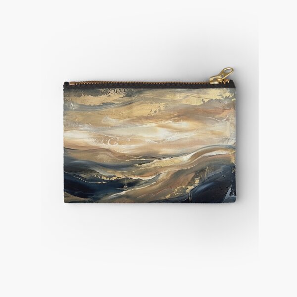 Item preview, Abstract Dark Blue and Gold Fluid Landscape Art designed and sold by PrintWavePro.
