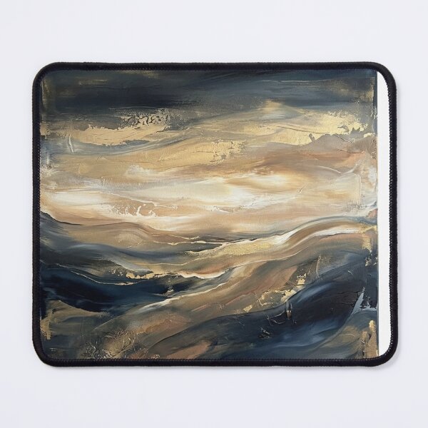 Item preview, Abstract Dark Blue and Gold Fluid Landscape Art designed and sold by PrintWavePro.