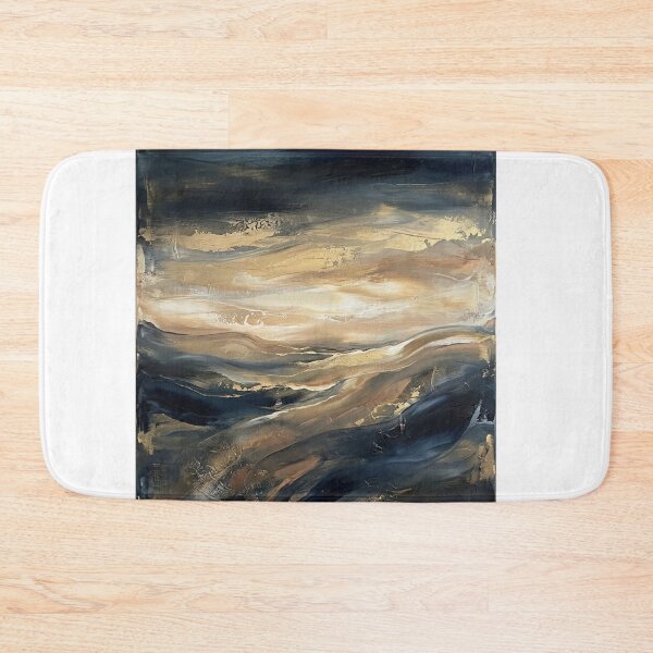 Item preview, Abstract Dark Blue and Gold Fluid Landscape Art designed and sold by PrintWavePro.