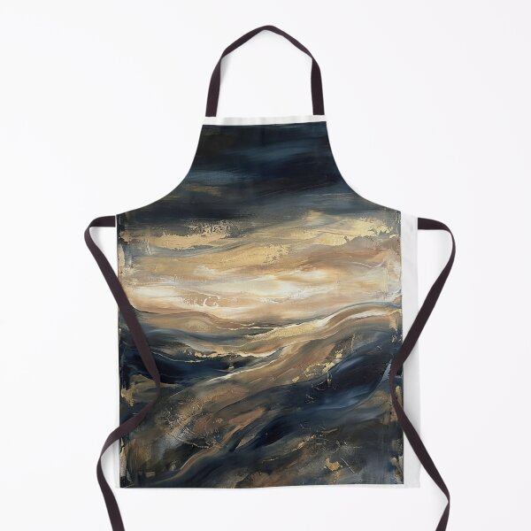 Item preview, Abstract Dark Blue and Gold Fluid Landscape Art designed and sold by PrintWavePro.