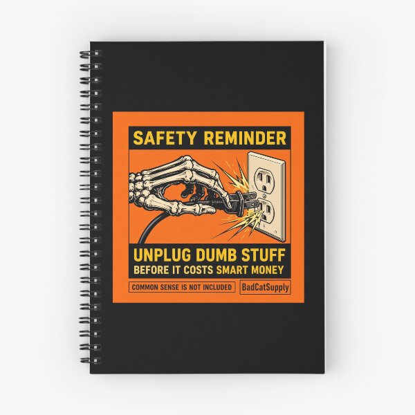 Item preview,  Unplug Dumb Stuff Skeleton Electrical Safety Humor designed and sold by BadCatSupply.