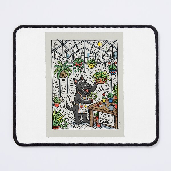 Item preview, Scottish Terrier Greenhouse Florist designed and sold by PictoVibe.