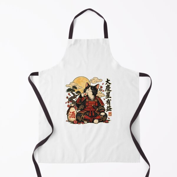 Item preview, Samurai Cat Sake Moon Japan Enthusiast designed and sold by nortowelcomics.