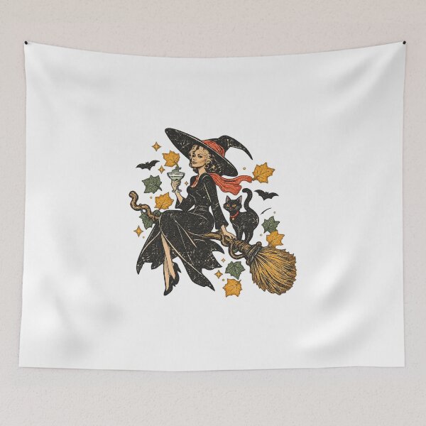 Item preview, Dolly Parton Witch Riding Broom With Black Cat Halloween Vintage designed and sold by DYALEEZ-XCR.