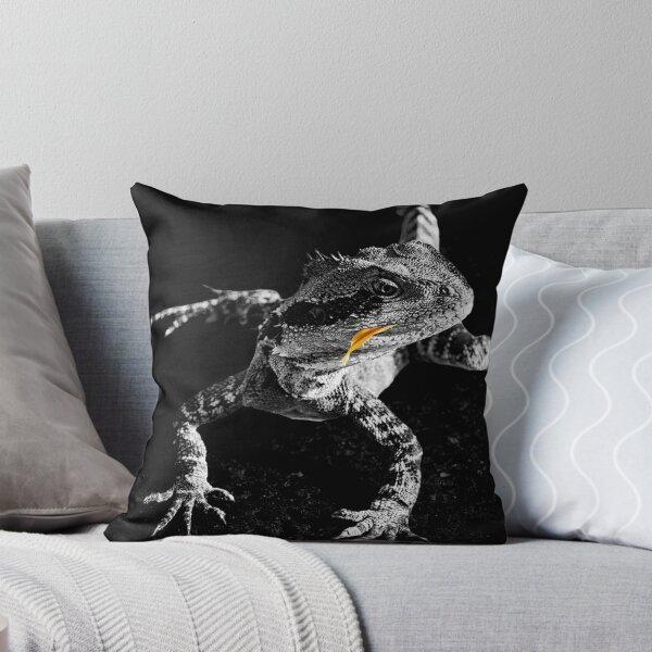 Item preview, Lizard in black and white, with orange flower petal designed and sold by Brian Scantlebury.