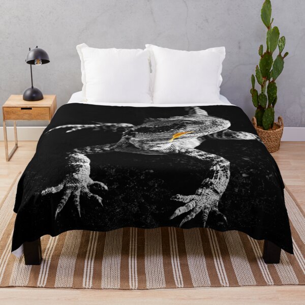 Item preview, Lizard in black and white, with orange flower petal designed and sold by Brian Scantlebury.