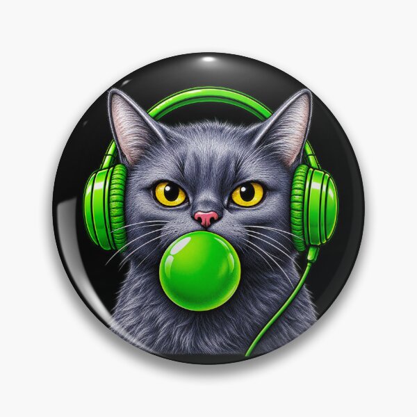 Item preview, Green Pop Cat with Headphones – Funny DJ Cat Music Lover Design designed and sold by Kittcatking.