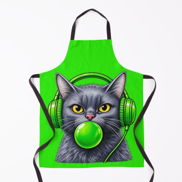 Item preview, Green Pop Cat with Headphones – Funny DJ Cat Music Lover Design designed and sold by Kittcatking.