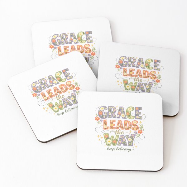 Item preview, Grace Leads the Way Keep Believing Floral Inspirational Quote Art Design designed and sold by inkoutninja.