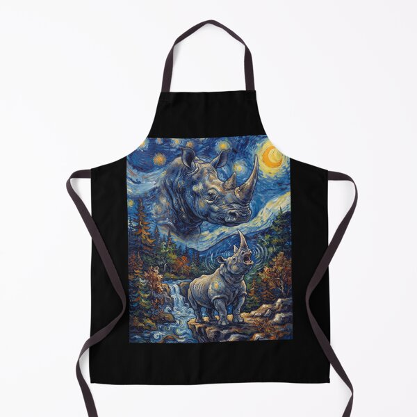 Item preview, Rhino Howling Moon Starry Night Van Gogh Art Animal Lover designed and sold by dian-rody-crest.