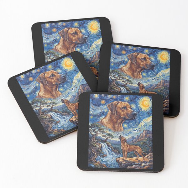 Item preview, Rhodesian Ridgeback Howling Moon Starry Night Van Gogh Art Dog Lover designed and sold by dian-rody-crest.