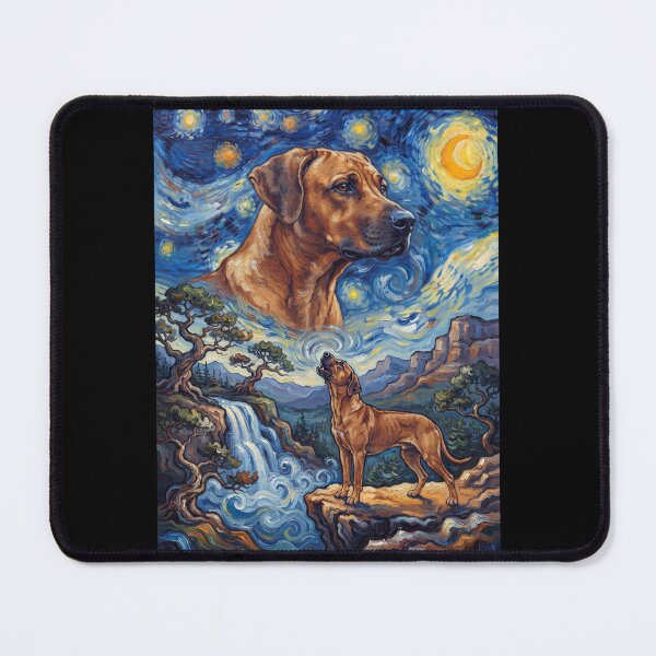 Item preview, Rhodesian Ridgeback Howling Moon Starry Night Van Gogh Art Dog Lover designed and sold by dian-rody-crest.