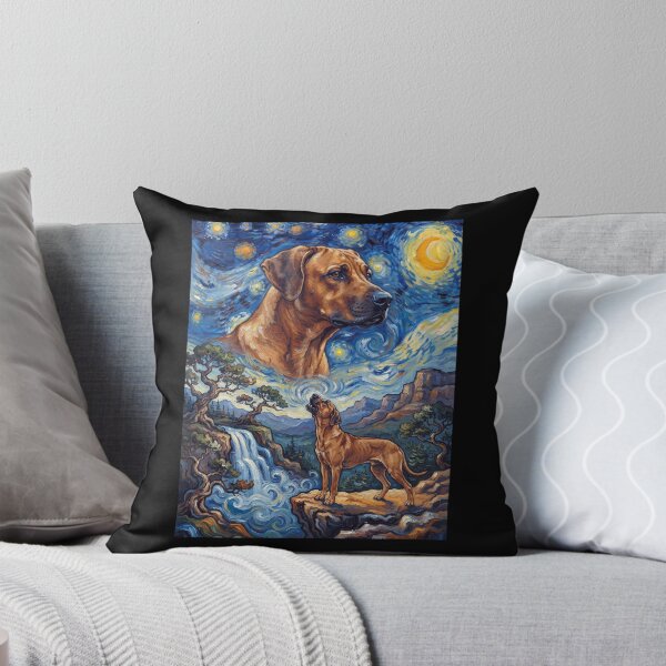 Item preview, Rhodesian Ridgeback Howling Moon Starry Night Van Gogh Art Dog Lover designed and sold by dian-rody-crest.