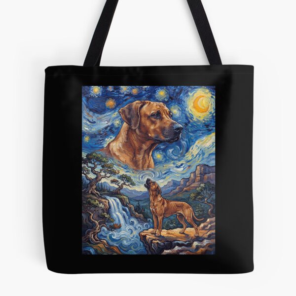 Item preview, Rhodesian Ridgeback Howling Moon Starry Night Van Gogh Art Dog Lover designed and sold by dian-rody-crest.