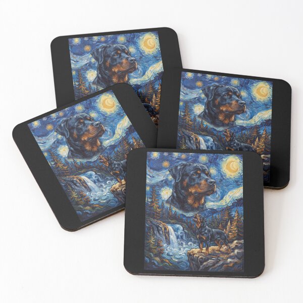 Item preview, Rottweiler Howling Moon Starry Night Van Gogh Art Dog Lover designed and sold by dian-rody-crest.