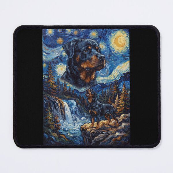 Item preview, Rottweiler Howling Moon Starry Night Van Gogh Art Dog Lover designed and sold by dian-rody-crest.