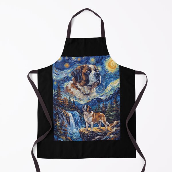 Item preview, Saint Bernard Howling Moon Starry Night Van Gogh Art Dog Lover designed and sold by dian-rody-crest.