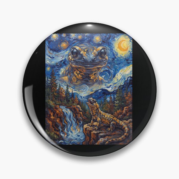 Item preview, Salamander Howling Moon Starry Night Van Gogh Art Animal Lover designed and sold by dian-rody-crest.