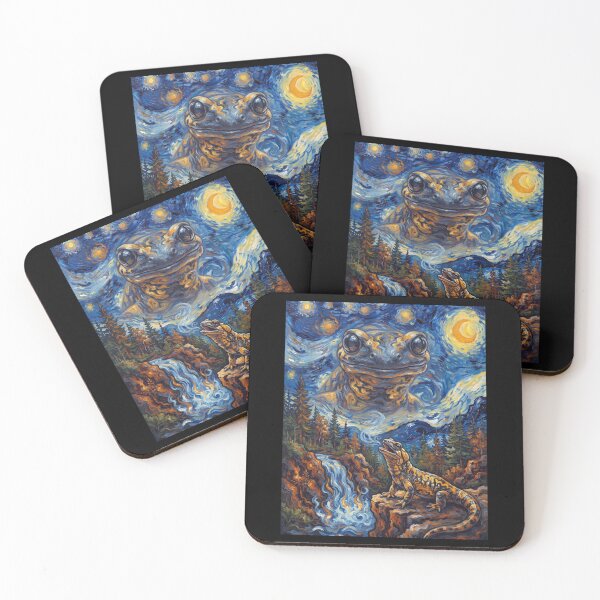 Item preview, Salamandra, Luna aullante, Noche estrellada, Van Gogh, Arte, Amante de los animales designed and sold by dian-rody-crest.