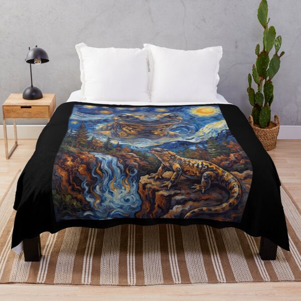 Item preview, Salamander Howling Moon Starry Night Van Gogh Art Animal Lover designed and sold by dian-rody-crest.