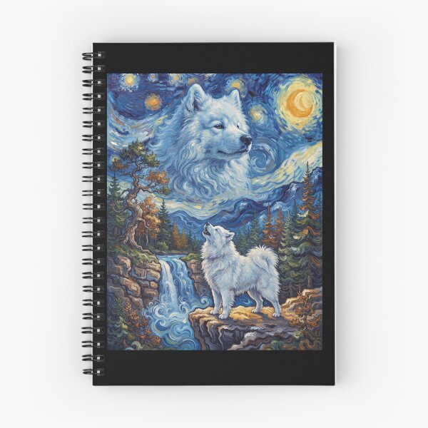 Item preview, Samoyed Howling Moon Starry Night Van Gogh Art Dog Lover designed and sold by dian-rody-crest.