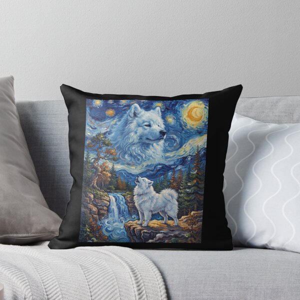 Item preview, Samoyed Howling Moon Starry Night Van Gogh Art Dog Lover designed and sold by dian-rody-crest.