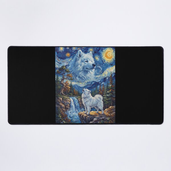 Item preview, Samoyed Howling Moon Starry Night Van Gogh Art Dog Lover designed and sold by dian-rody-crest.