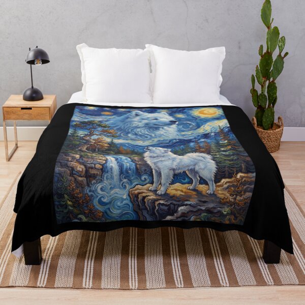 Item preview, Samoyed Howling Moon Starry Night Van Gogh Art Dog Lover designed and sold by dian-rody-crest.