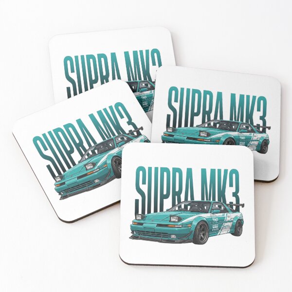 Item preview, Teal Toyota Supra MK3 A70 Pop-Up Headlights Widebody JDM Vector Art designed and sold by Motorline44.