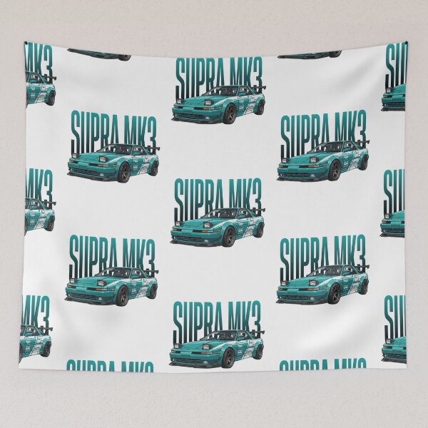 Item preview, Teal Toyota Supra MK3 A70 Pop-Up Headlights Widebody JDM Vector Art designed and sold by Motorline44.