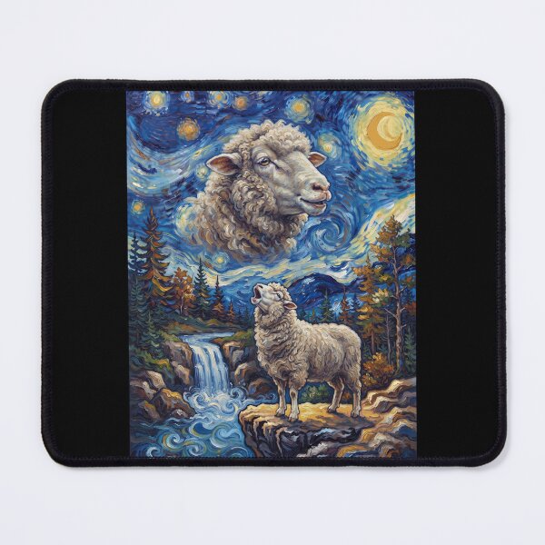 Item preview, Sheep Howling Moon Starry Night Van Gogh Art Animal Lover designed and sold by dian-rody-crest.