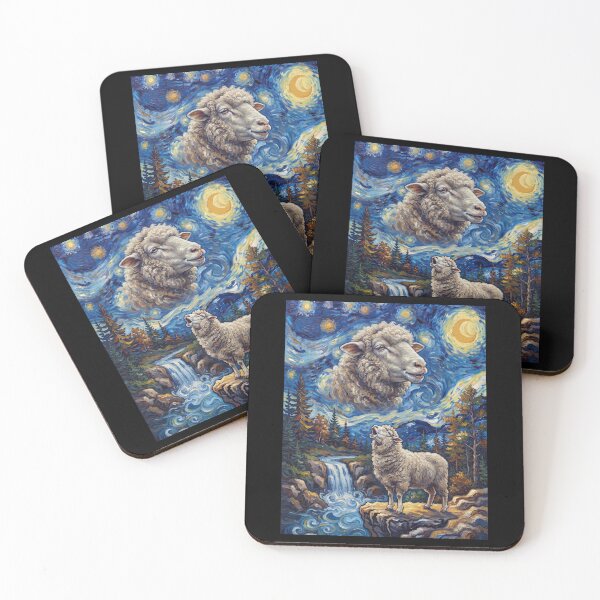Item preview, Sheep Howling Moon Starry Night Van Gogh Art Animal Lover designed and sold by dian-rody-crest.