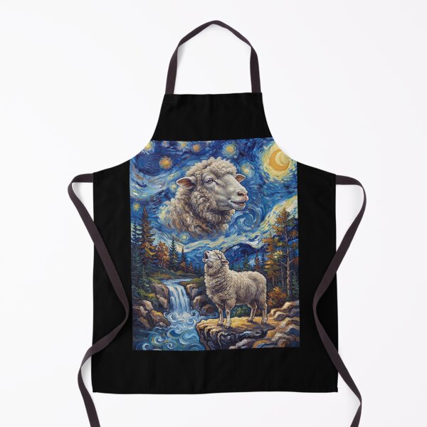Item preview, Sheep Howling Moon Starry Night Van Gogh Art Animal Lover designed and sold by dian-rody-crest.