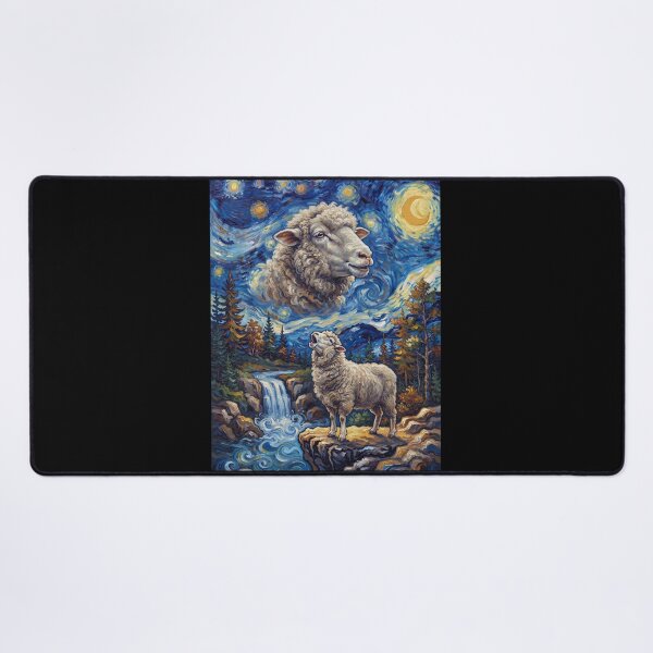 Item preview, Sheep Howling Moon Starry Night Van Gogh Art Animal Lover designed and sold by dian-rody-crest.