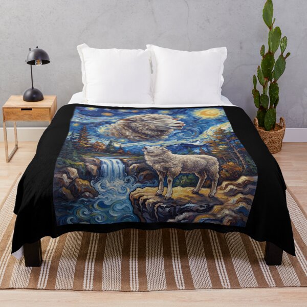 Item preview, Sheep Howling Moon Starry Night Van Gogh Art Animal Lover designed and sold by dian-rody-crest.