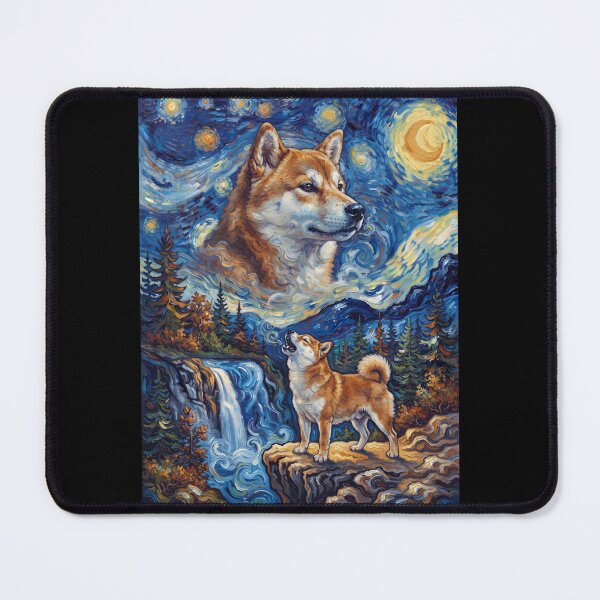 Item preview, Shiba Inu Howling Moon Starry Night Van Gogh Art Animal Lover designed and sold by dian-rody-crest.