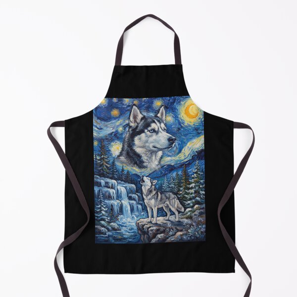 Item preview, Siberian Husky Howling Moon Starry Night Van Gogh Art Dog Lover designed and sold by dian-rody-crest.