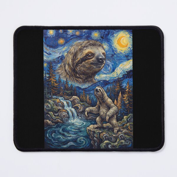 Item preview, Sloth Howling Moon Starry Night Van Gogh Art Animal Lover designed and sold by dian-rody-crest.