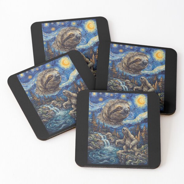 Item preview, Sloth Howling Moon Starry Night Van Gogh Art Animal Lover designed and sold by dian-rody-crest.
