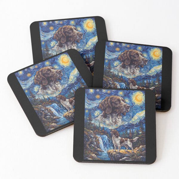 Item preview, Small Munsterlander Pointer Howling Moon Starry Night Van Gogh Art Animal Lover designed and sold by dian-rody-crest.