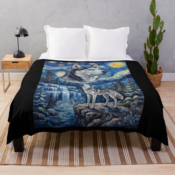 Item preview, Siberian Husky Howling Moon Starry Night Van Gogh Art Dog Lover designed and sold by dian-rody-crest.