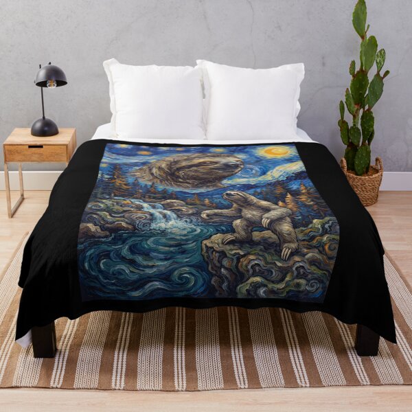 Item preview, Sloth Howling Moon Starry Night Van Gogh Art Animal Lover designed and sold by dian-rody-crest.
