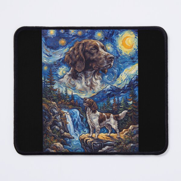 Item preview, Small Munsterlander Pointer Howling Moon Starry Night Van Gogh Art Animal Lover designed and sold by dian-rody-crest.