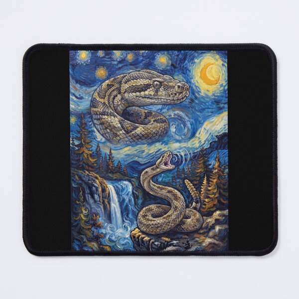 Artikelvorschau, Schlangenheulen Mond Sternennacht Van Gogh Kunst Tierliebhaber entworfen und verkauft von dian-rody-crest.