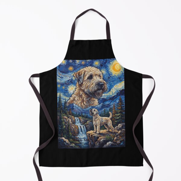 Artikelvorschau, Soft Coated Wheaten Terrier, heulender Mond, Sternennacht, Van Gogh-Kunst, Tierliebhaber entworfen und verkauft von dian-rody-crest.