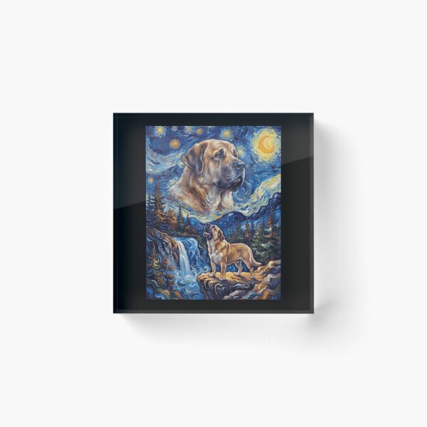 Item preview, Spanish Mastiff Howling Moon Starry Night Van Gogh Art Animal Lover designed and sold by dian-rody-crest.